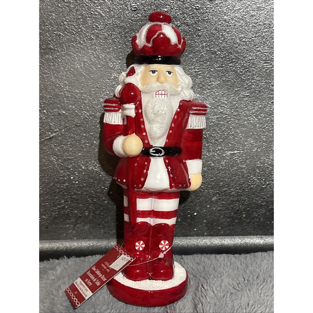 Ashland Christmas Nutcracker Red White Candy Cane Glitter Tabletop Decor New